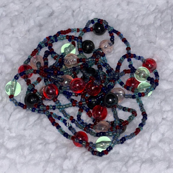 Long Layering Seed Beaded Glass Colorful Necklace IT GLOWS! - Picture 2 of 8